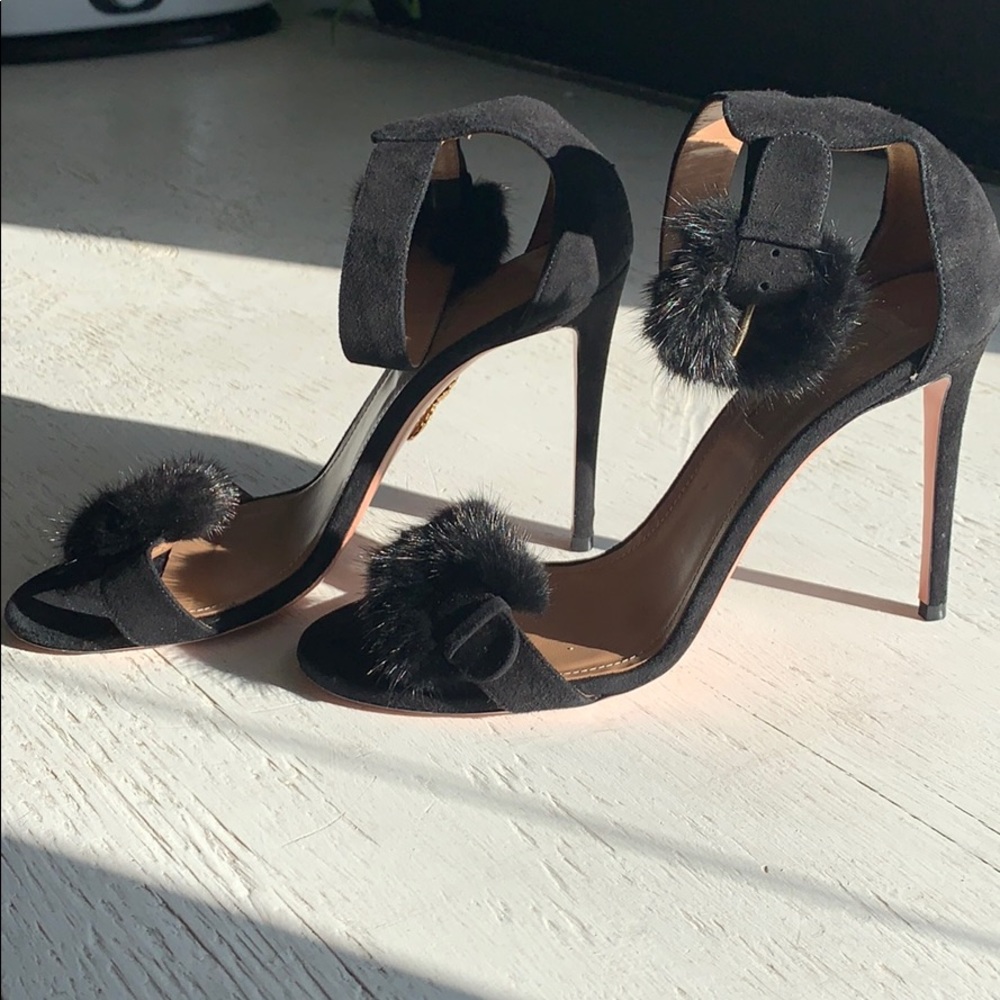 Aquazzura Suede & Mink Heels
